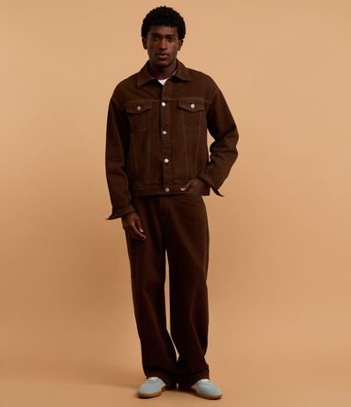 Campera Trucker Overboxy en Sarga con Pespunte Contrastante 4