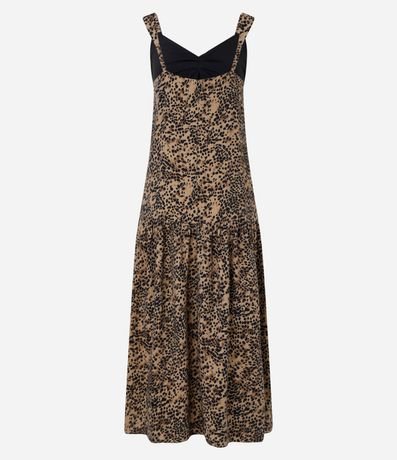 Vestido Evasê Midi en Crepé con Estampa Animal Print 6
