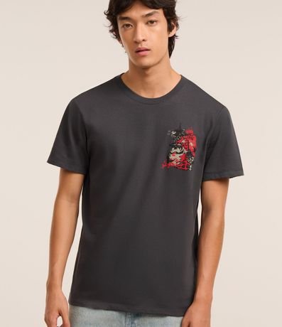 Remera Comfort en Algodón  com Estampa de Cobra Oriental
