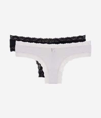 Kit 02 Bombachas Bikini Hilo en Microfibra con Encaje en las Sisas 1