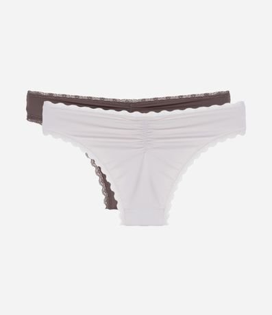 Kit 02 Bombachas Bikini en Microfibra con Detalle de Encaje y Levanta Pompis 2