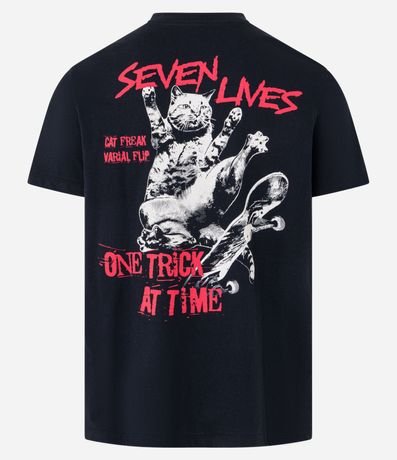 Remera Regular en Algodón con Estampa de Gato Skater 8