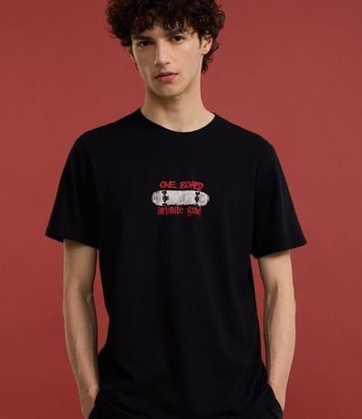 Remera Regular en Algodón con Estampa de Gato Skater 2