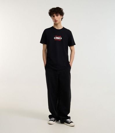 Remera Regular en Algodón con Estampa de Gato Skater 3