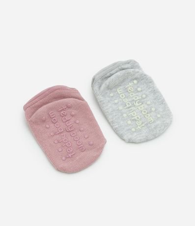 Kit 02 Medias Infantiles Zapatilla con Antideslizante  - Talle 0 a 12 Meses 2