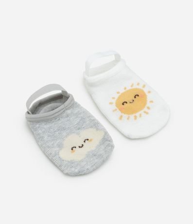Kit 02 Medias Infantiles Zapatilla con Antideslizante  - Talle 0 a 12 Meses 3