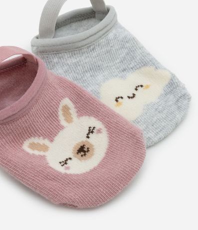 Kit 02 Medias Infantiles Zapatilla con Antideslizante  - Talle 0 a 12 Meses 3