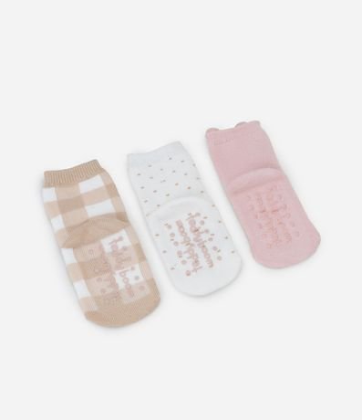 Kit 03 Medias Infantiles en Algodón con Estampa de Animalitos - Talle 0 A 12 Meses 2