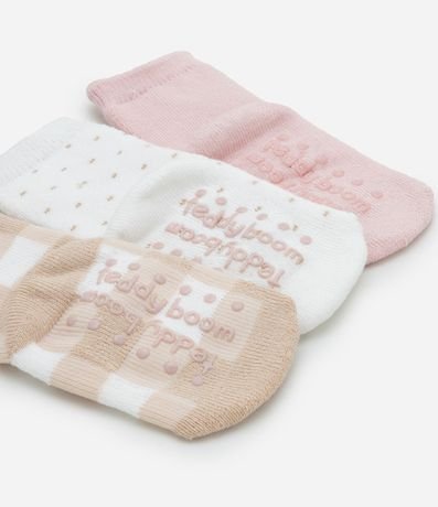 Kit 03 Medias Infantiles en Algodón con Estampa de Animalitos - Talle 0 A 12 Meses 3