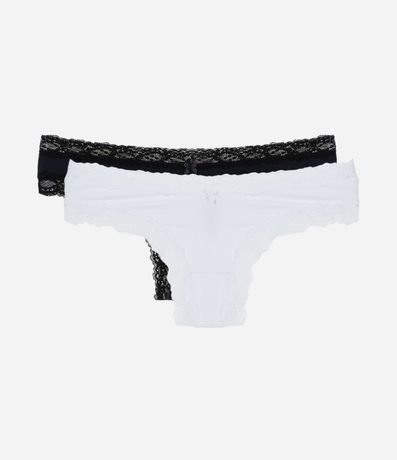 Kit 02 Bombachas Bikini Hilo en Microfibra con Detalle de Encaje