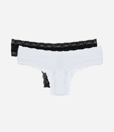 Kit 02 Bombachas Bikini Hilo en Microfibra con Detalle de Encaje 2