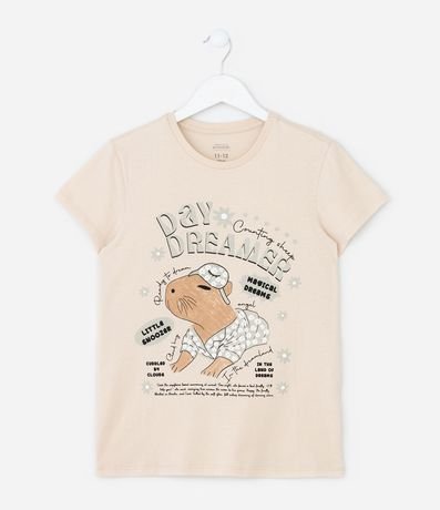 Pijama Corto Infantil en Algodón con Estampa de Carpincho - Talle 7 al 14 años 2