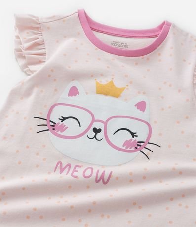 Camisón Infantil con Volados y Estampa de Gatito que Brilla en la Oscuridad - Talle 4 a 12 años 6
