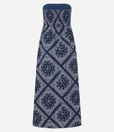 Vestido Largo en Tricolina con Estampa Paisley 8