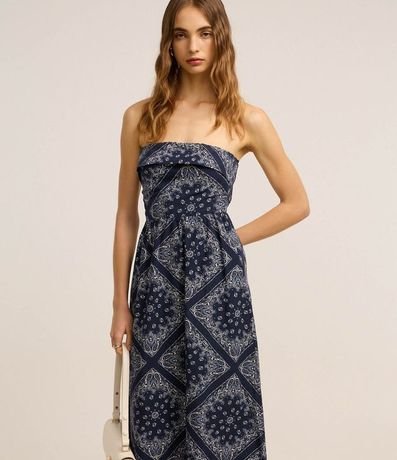 Vestido Largo en Tricolina con Estampa Paisley 2