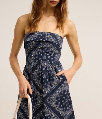 Vestido Largo en Tricolina con Estampa Paisley 3