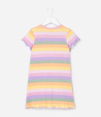 Camisón Infantil en Rib con Estampa de Rayas y Lettering con Formato de Corazón - Talle 5 a 14 años 2