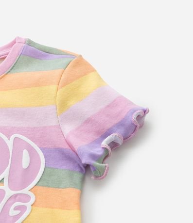 Camisón Infantil en Rib con Estampa de Rayas y Lettering con Formato de Corazón - Talle 5 a 14 años 5