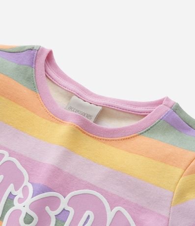 Camisón Infantil en Rib con Estampa de Rayas y Lettering con Formato de Corazón - Talle 5 a 14 años 6