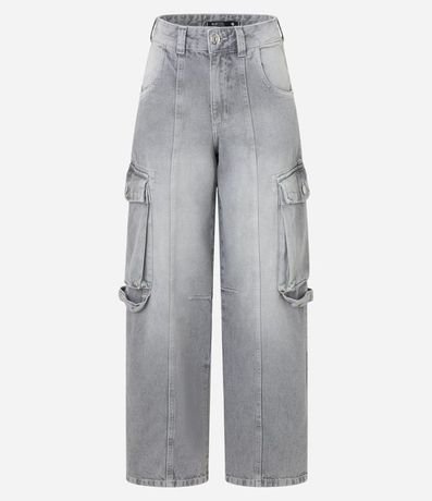 Pantalón Recto en Jeans con Recorte Delantero y Bolsillos Cargo 5