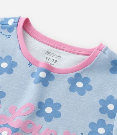 Pijama Infantil en Rib con Estampa de Flores  - Talle 5 a 16 años 8