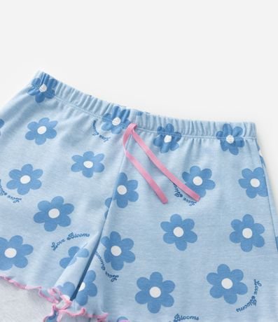 Pijama Infantil en Rib con Estampa de Flores  - Talle 5 a 16 años 6