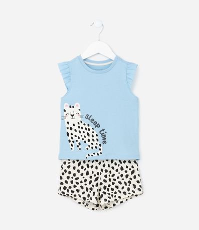 Pijama Corto Infantil con Estampa Leopardo - Talle 2 a 4 años