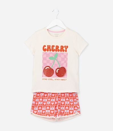 Pijama Infantil con Estampa Cereza -Talle 5 a 14 años