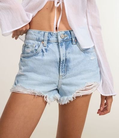 Short Slim en Jeans con Desgastados y Terminación Deshilachada 4