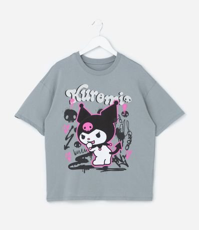 Remera Infantil con Estampa de Kuromi con Brillos - Talle 5 a 14 años