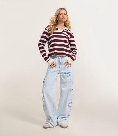 Pantalón Wide Leg en Jeans con Bolsillos Cargo