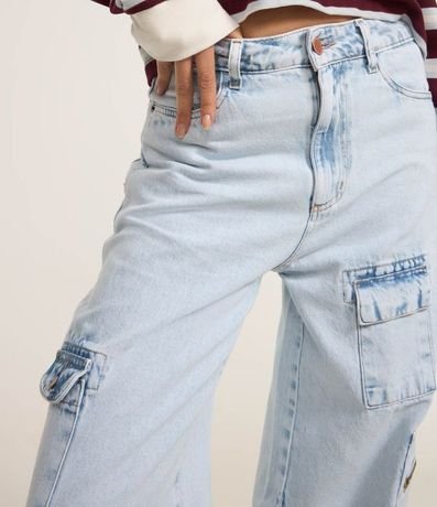Pantalón Wide Leg en Jeans con Bolsillos Cargo 4