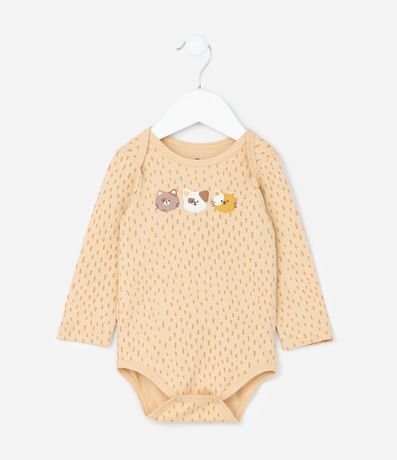 Body Infantil con Estampa Carita de Animalitos - Talle RN a 18 meses