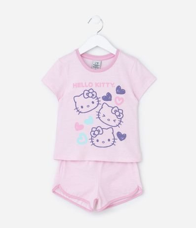 Pijama Corto Infantil con Estampa Rayada Hello Kitty - Talle 2 a 6 años