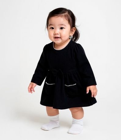 Vestido Body Infantil con Bolsos y Detalles Contrastantes - Talle a 18 meses