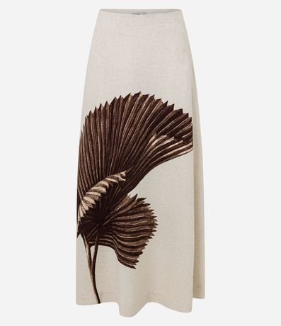 Pollera Recta Midi en Viscolino con Estampa Follaje 7
