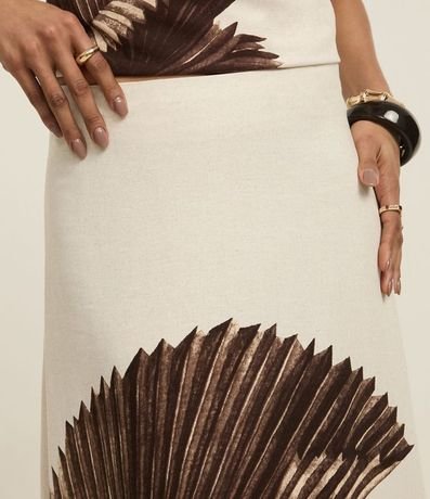 Pollera Recta Midi en Viscolino con Estampa Follaje 4