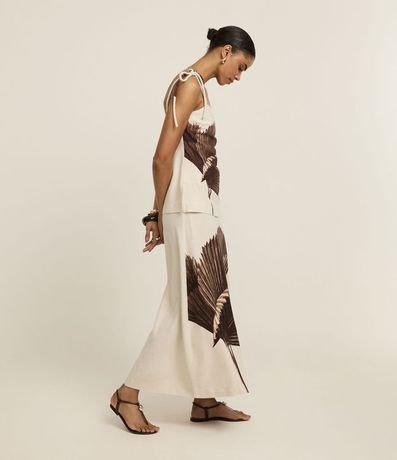 Pollera Recta Midi en Viscolino con Estampa Follaje 6