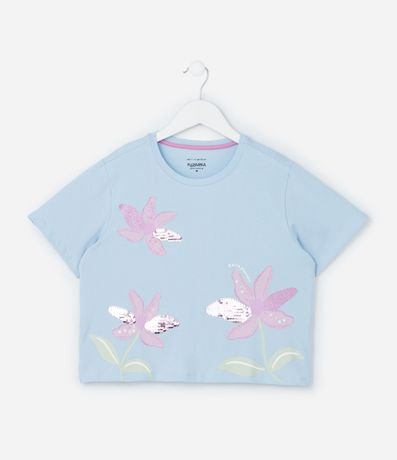 Blusa Infantil con Bordado de Flores en Lentejuelas - Talle 5 a 14 años