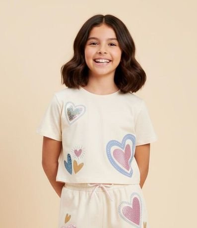 Blusa Cropped Infantil con Bordado en Lentejuelas - Talle 5 a 14 años