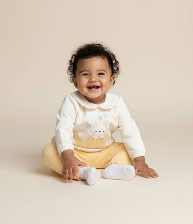 Conjunto Infantil en Algodón con Estampa de Conejito - Talle 0 a 18 Meses 1