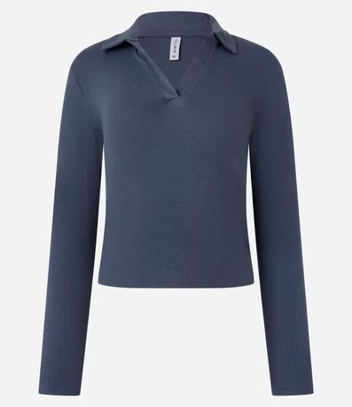 Blusa en Rib con Cuello Polo 4