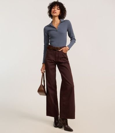 Blusa en Rib con Cuello Polo 2