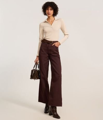 Blusa en Rib con Cuello Polo 2