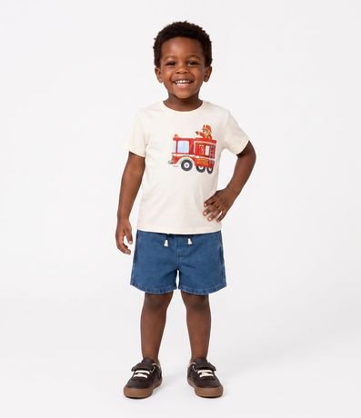 Remera Infantil con Pequeño Bolsillo y Estampa Bombero - Talle 1 a 6 años