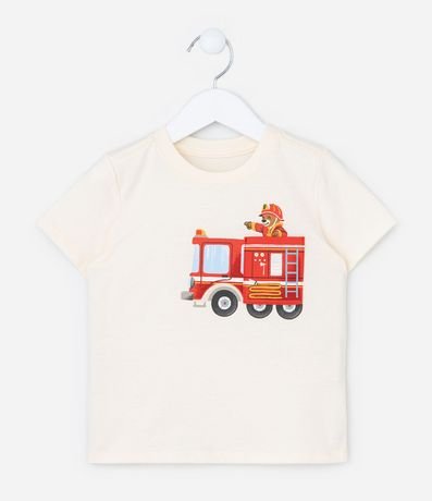 Remera Infantil con Pequeño Bolsillo y Estampa Bombero - Talle 1 a 6 años