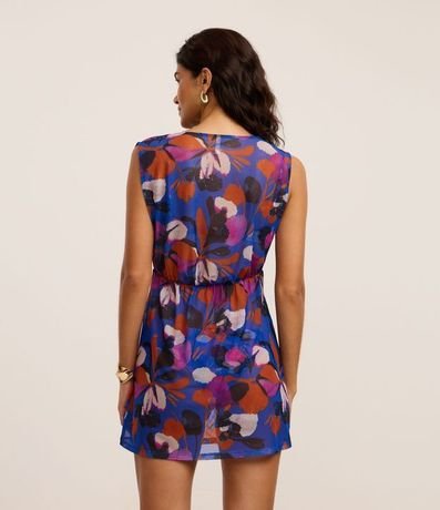 Salida de Playa Vestido corto en Tule Floral con Torcedura Delantera 4