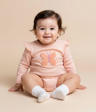 Body Infantil con Estampa Interactiva Mariposa - Talle 0 a 18 meses