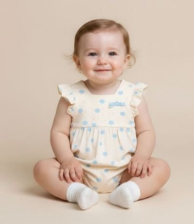 Enterito Infantil con Volado y Estampa de Lunares - Talle 0 a 18 meses