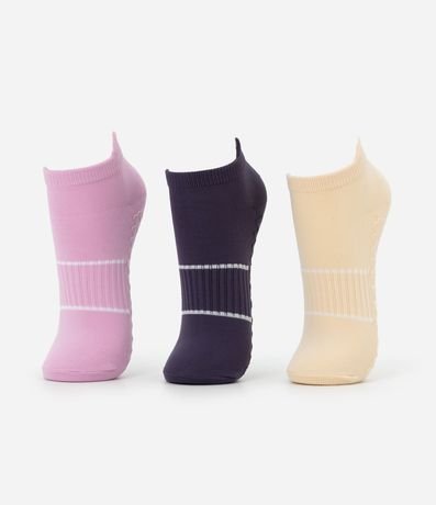 Kit 03 Medias Caña Corta Deportivas en Poliamida con Tirador en el Talón